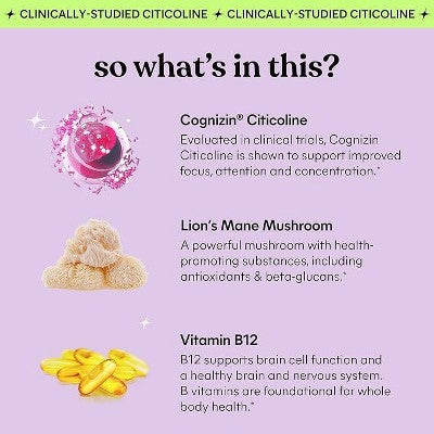 Lemme Focus Gummies - Brain Health & Concentration Support - Cognizin, B12 & Lion’s Mane - Strawberry Flavored - 50ct
