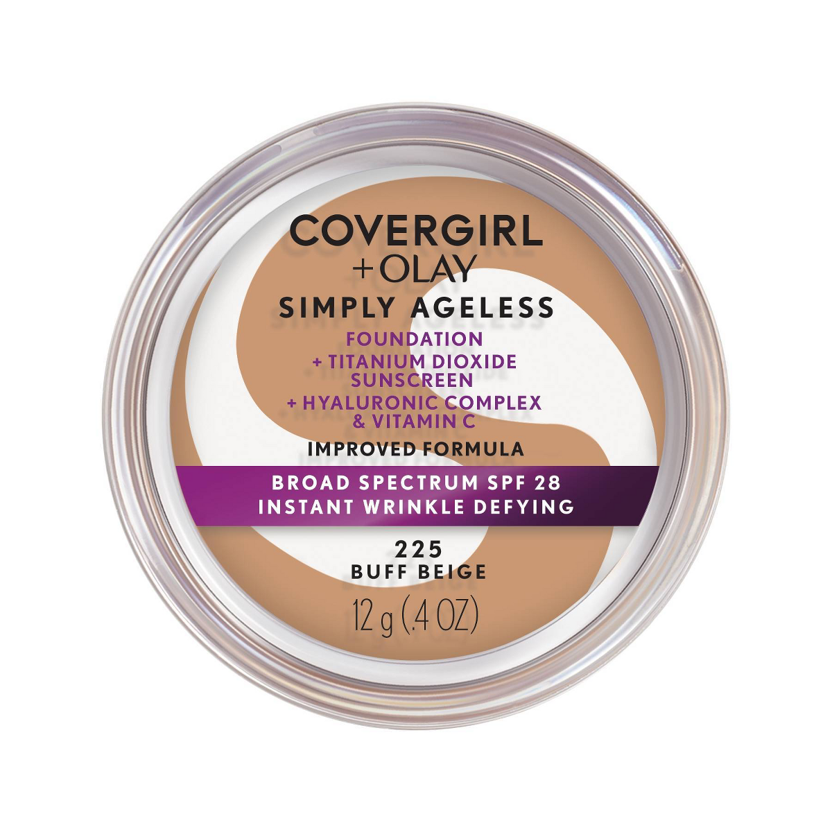 COVERGIRL + Olay Simply Ageless Wrinkle Defying Foundation Compact, 225 Buff Beige - 0.4oz