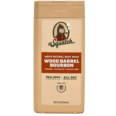DR. SQUATCH Men's Natural Non-Exfoliating Body Wash - Wood Barrel Bourbon - 14 fl oz