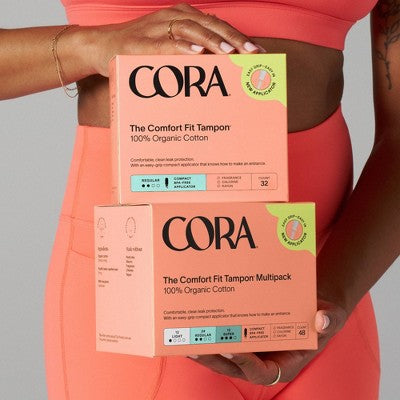 Cora Organic Cotton Tampons Multipack - Regular/Super Absorbency - 32ct