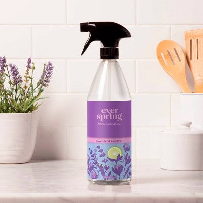 Lavender & Bergamot All Purpose Cleaner - 28 fl oz - Everspring™: Spray Bottle, Liquid Formula, Multi-Surface Use