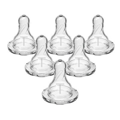 Dr. Brown's Flow Baby Bottle Narrow Nipple -Transition Level T - 6pk: BPA-Free Silicone Teats for Preemie
