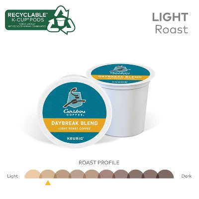 Caribou Coffee Daybreak Blend Light Roast Coffee Keurig K-Cup Coffee Pods