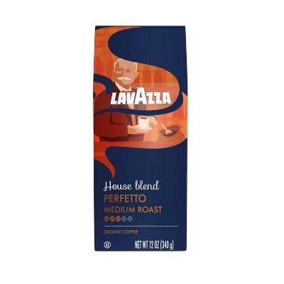 Lavazza Perfetto Medium Roast Ground Coffee - 12oz: Arabica Beans, Italian Variety, Caramel Flavor