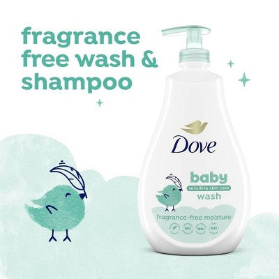 Baby Dove Fragrance Free Moisture Baby Body Wash & Shampoo Hypoallergenic for Eczema-Prone Skin