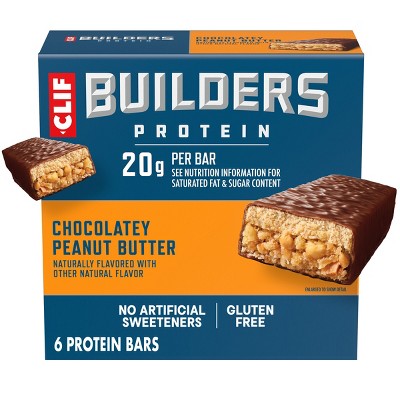 CLIF BUILDERS Chocolatey Peanut Butter 20g Protein Bars - Gluten Free - 2.4oz/6ct