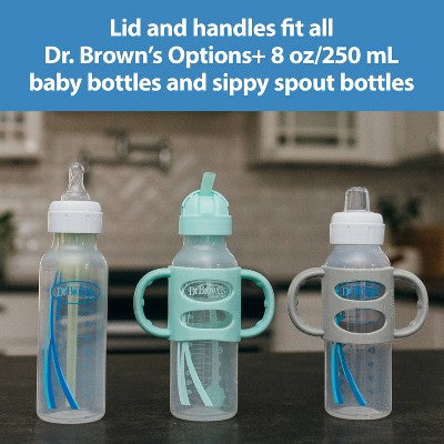 Dr. Brown's 8oz Milestones Narrow Sippy Straw Bottle with Silicone Handles - 6m+ - Green