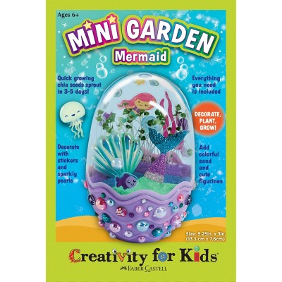 Creativity For Kids Mini Garden Mermaid Craft Kit: Terrarium Art Set with Seeds & Stickers for Kids 6+