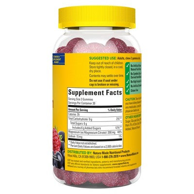 Nature Made High Absorption Magnesium Citrate 200 mg per serving, Magnesium Supplement, Gummies - 60ct