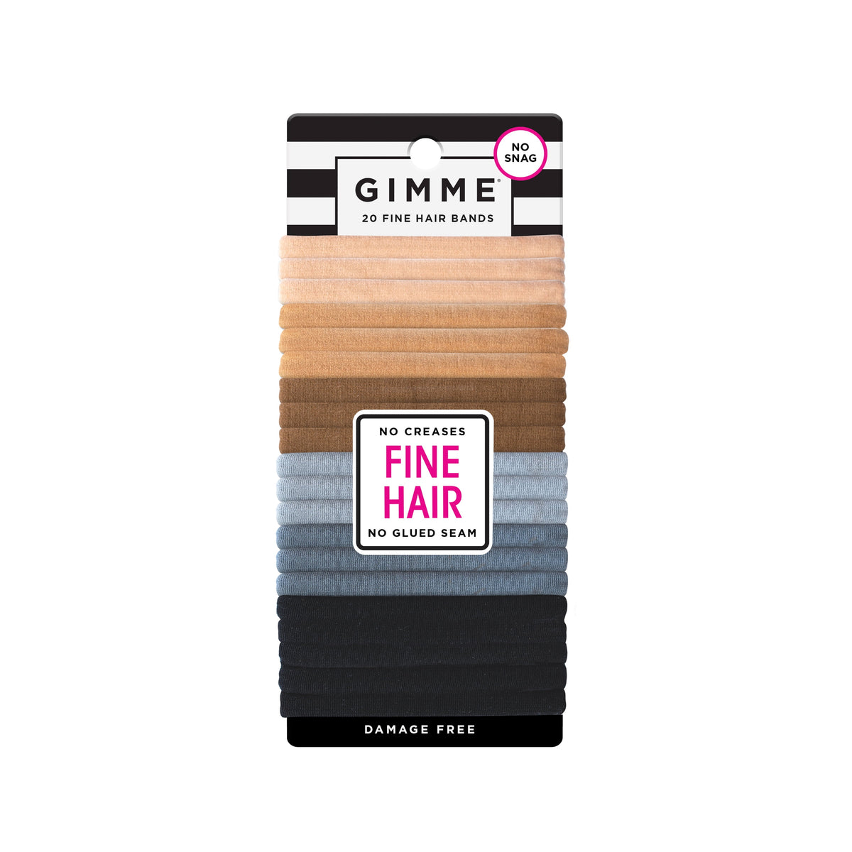 Gimme Fine Hair Bands 20 Count Neutral Colors for Ponytails