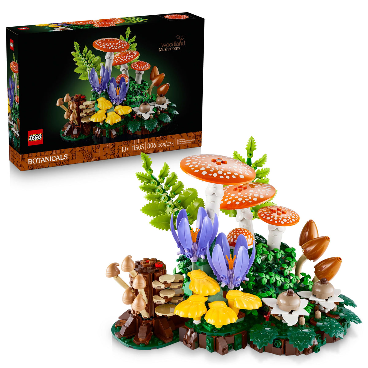 LEGO Botanicals Woodland Mushrooms Building Set for Adults 11505, Ages 18+