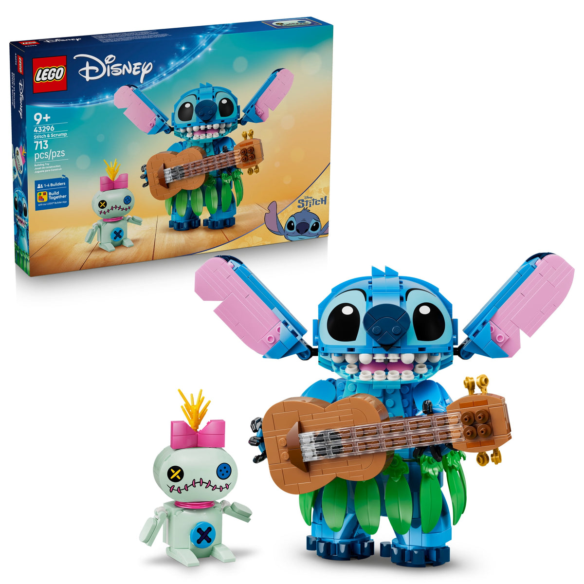 LEGO Disney Stitch & Scrump Building Toy 43296, Posable Display Set, Ages 9+