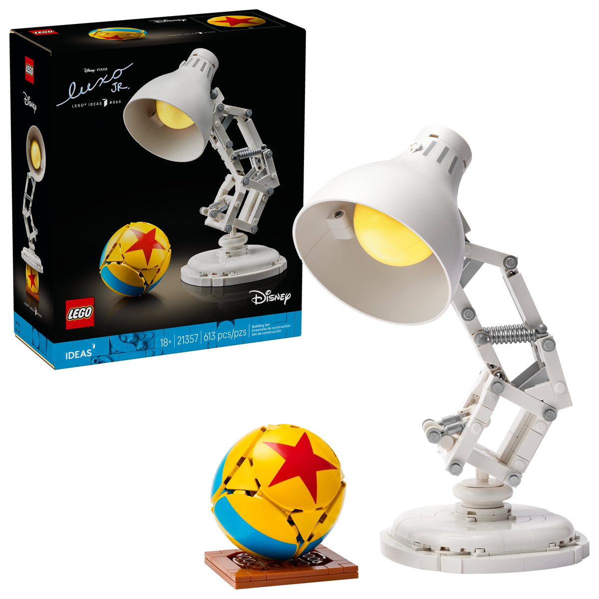 LEGO Ideas Disney Pixar Luxo Jr. Building Set for Adults 21357, Brick-Built Lamp Desk Decor, Ages 18+