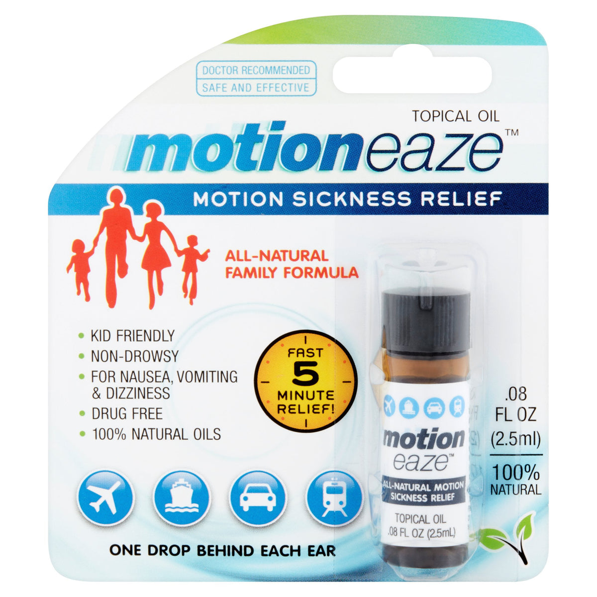 Motioneaze Topical Oil Motion Sickness Relief, 0.08 fl oz, 20 Applications