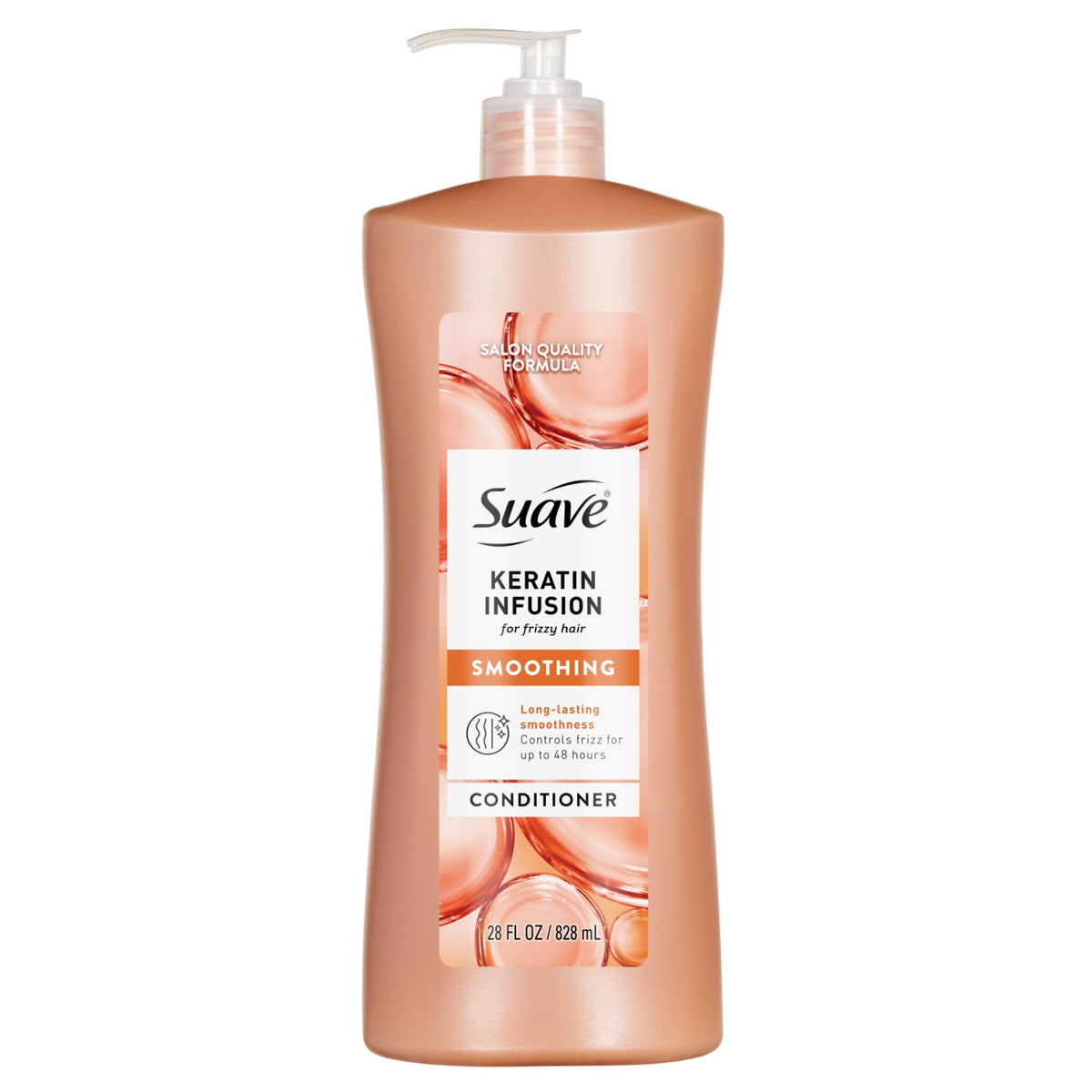 Suave Keratin Infusion Smoothing Conditioner For Frizzy Hair, 48HR Frizz Control, 28 fl oz
