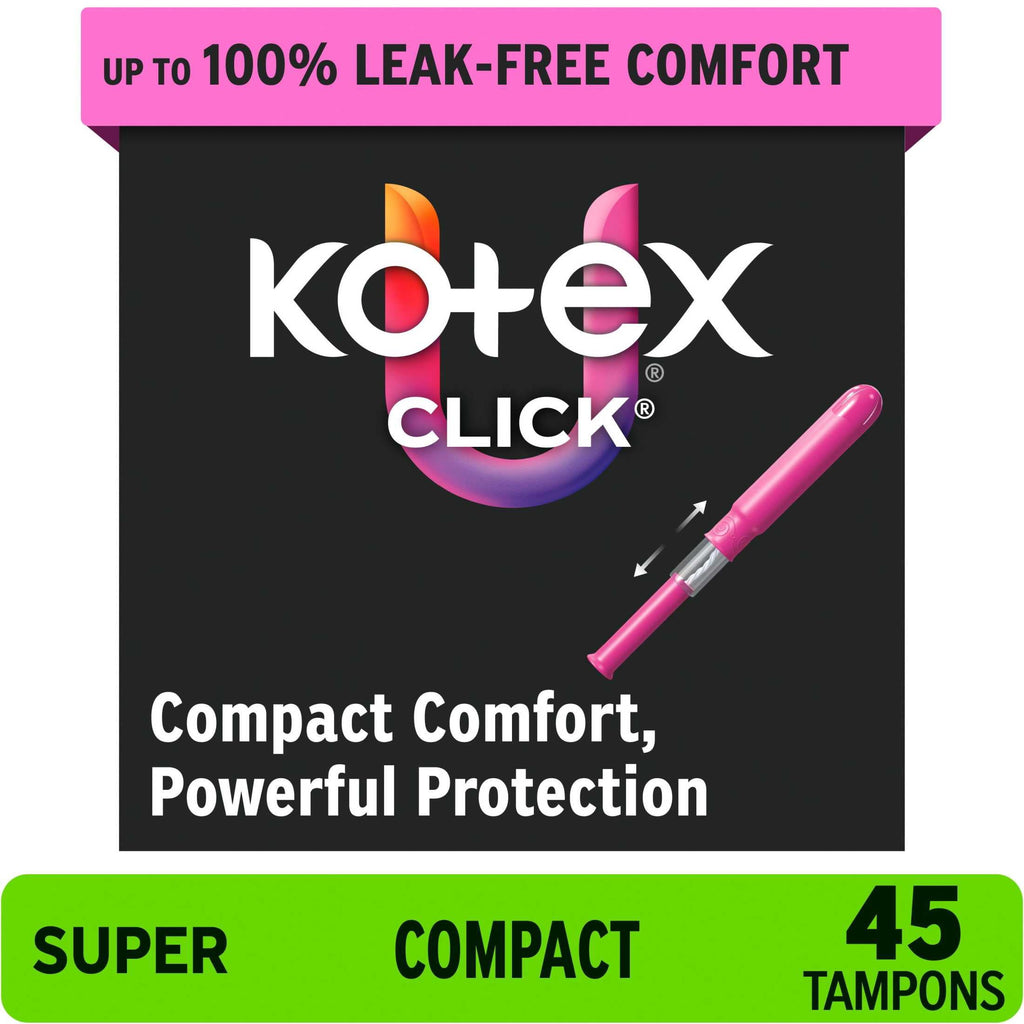 U by Kotex Click Compact Tampons, Super, Unscented, 45 Count
