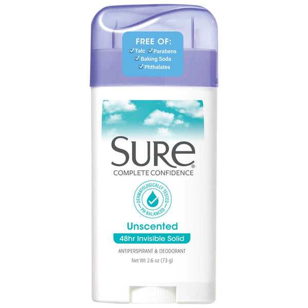 Sure Solid Anti-Perspirant Deodorant Stick, Unscented, Women, 2.6 oz