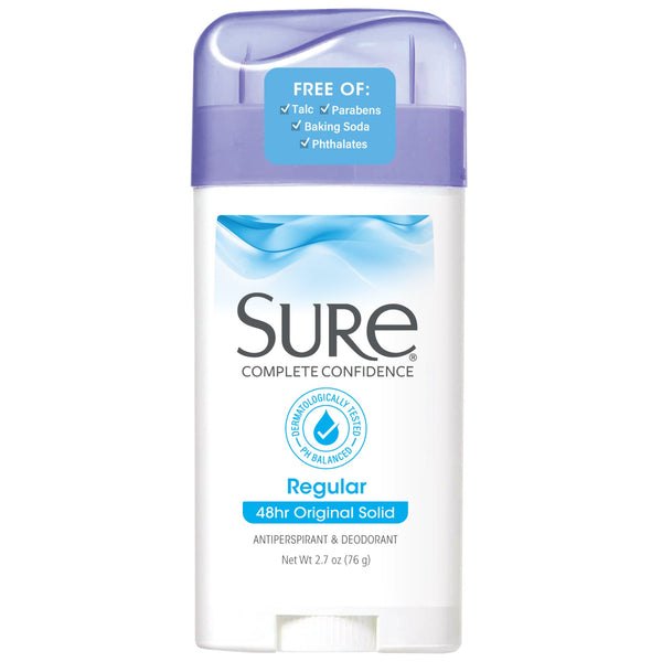 Sure Solid Anti-Perspirant Deodorant Original Solid Stick, Regular Scent, Women, 2.7 oz