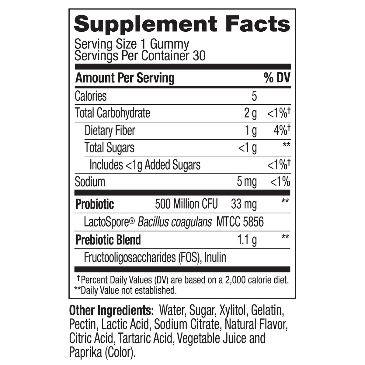 OLLY Probiotic + Prebiotic Fiber Gummy, Digestive + Gut Health Supplement for Adults, Peach, 30 Count