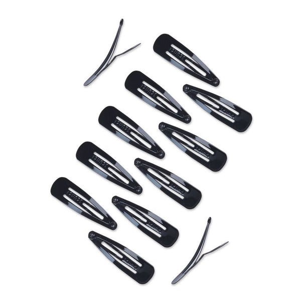 Scunci Open Center Metal Snap Clip Hair Barrettes, Black, 12 Count