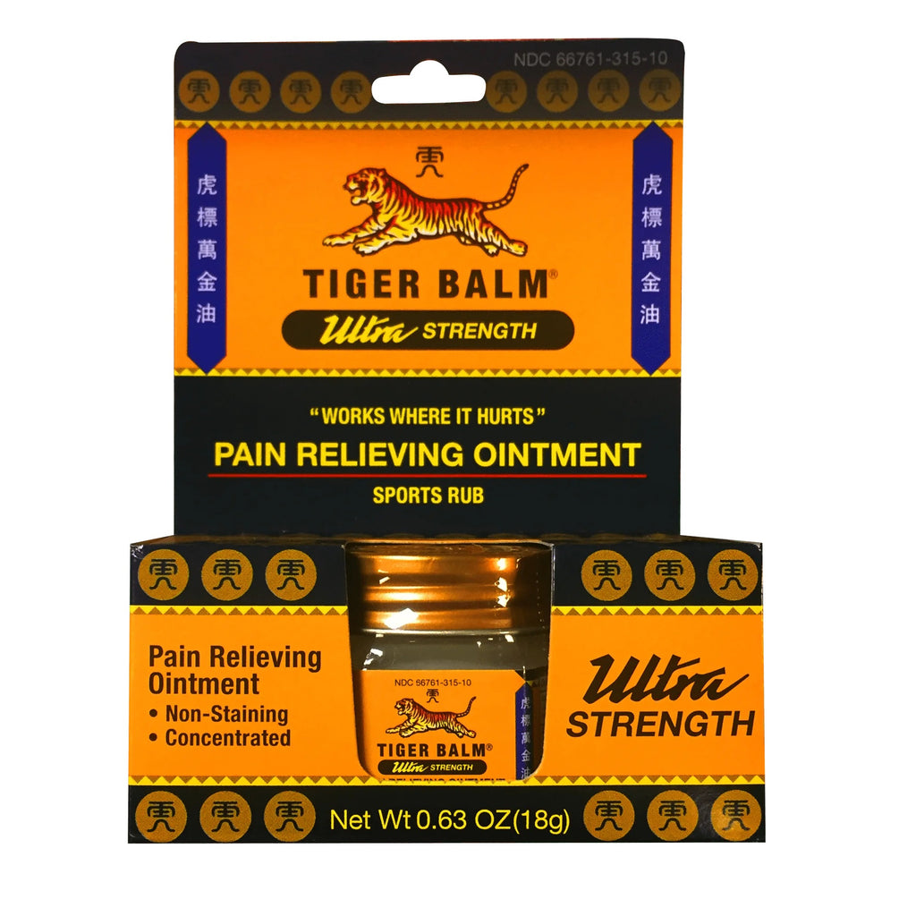 Tiger Balm Ultra Strength Pain Relief Ointment, 0.63 oz Jar, Relieves Backaches, Sore Muscles, Strains