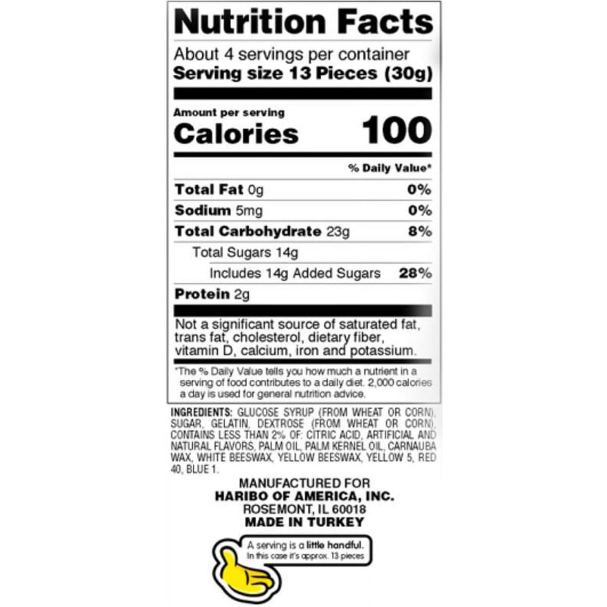 HARIBO Goldbears Gummy Bears Original Assorted Fruit Flavor Candy Gummies, 4 oz Bag
