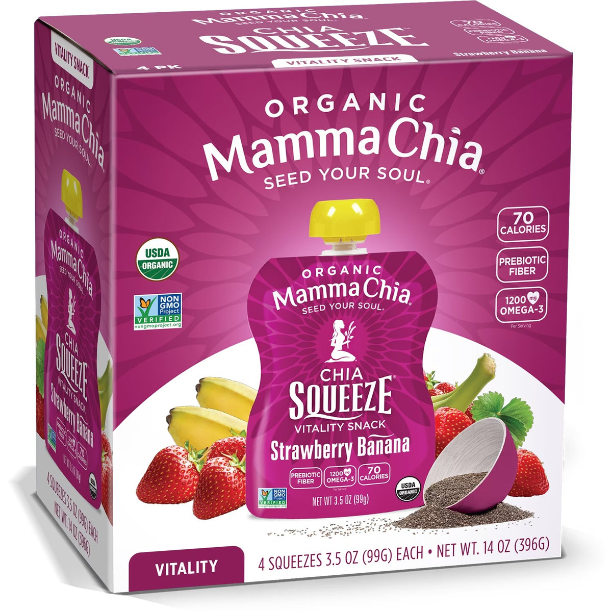 Mamma Chia Squeeze Vitality Snack, Strawberry Banana, 3.5 Oz