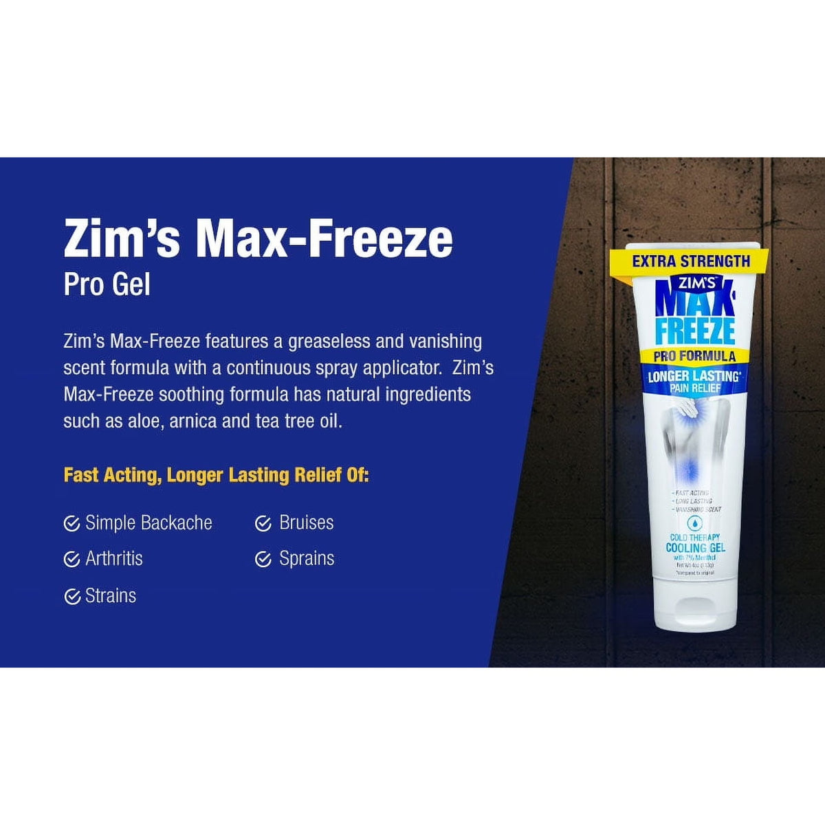 Zim's Max-Freeze™ PRO Extra Strength Pain Relief Cooling Gel, 4 oz