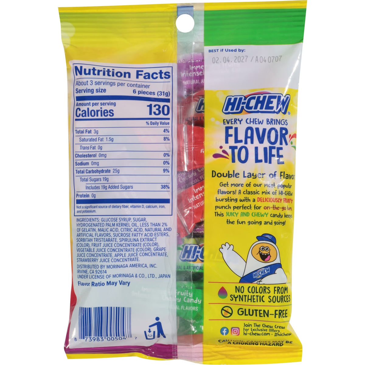 HI-CHEW Bag Original Mix 3.53oz (Assorted Mix of Strawberry, Grape, and Green Apple)