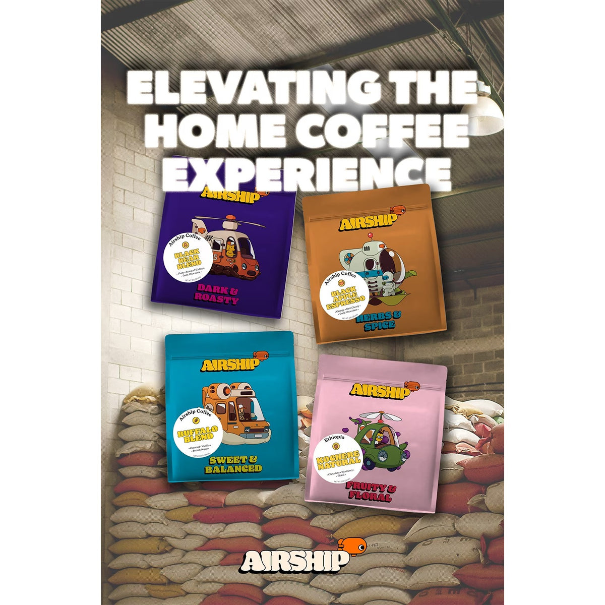 Airship Coffee Ethiopia, Specialty Coffee, Light Roast, Whole Coffee Beans, 8.8 oz, Bentonville