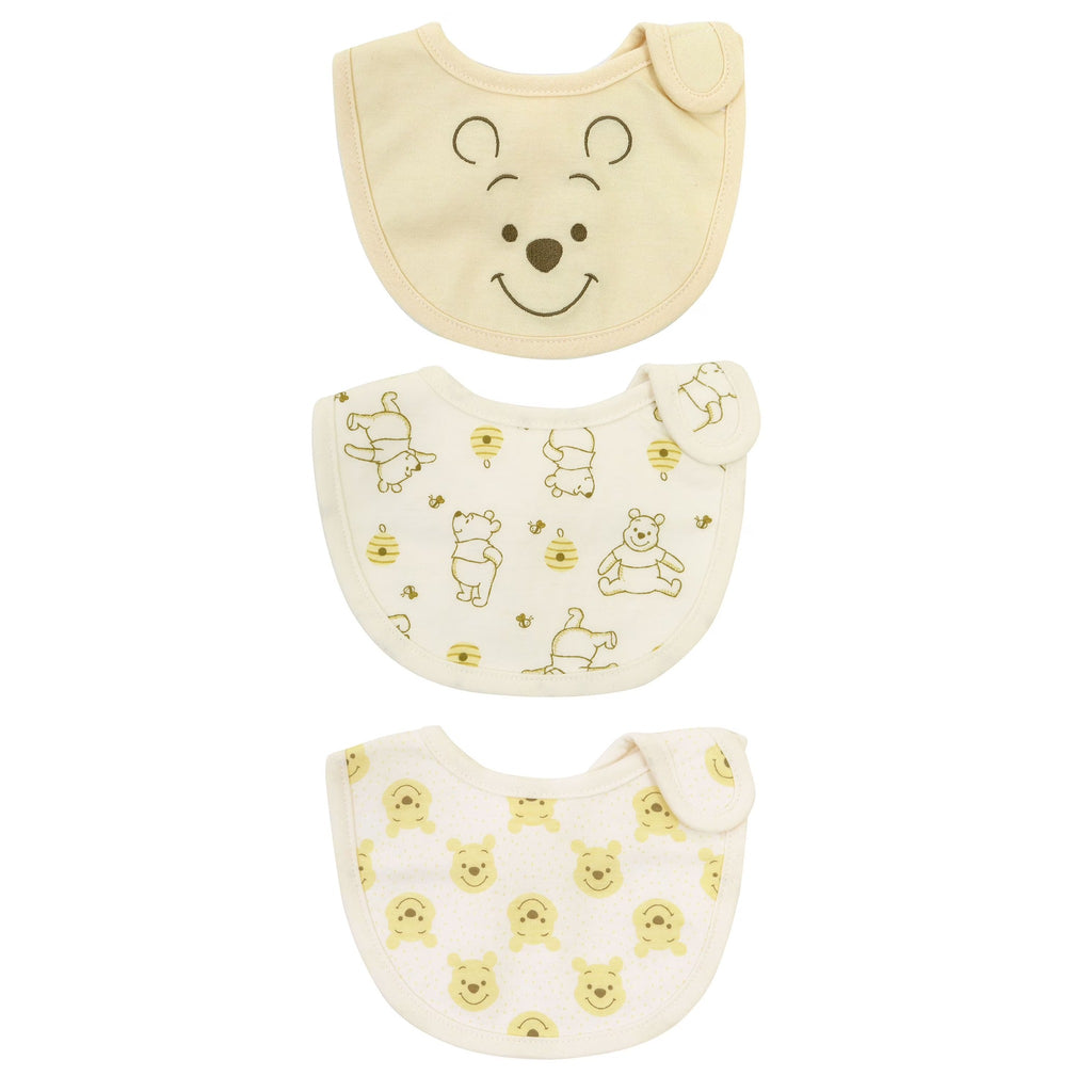 Disney Winnie the Pooh 3 Pack Newborn Side Closure Bibs