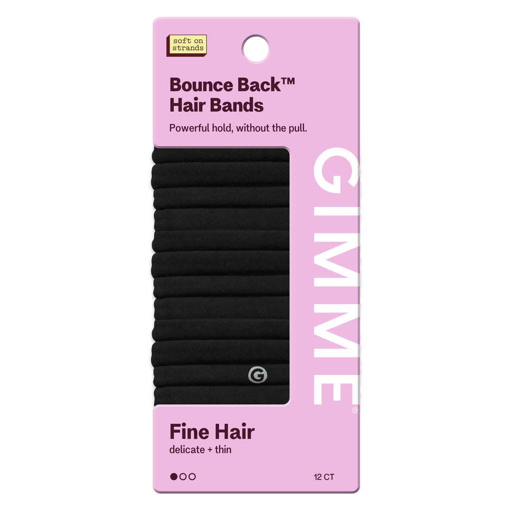 Gimme Beauty Seamless Hair Ties for Fine Hair, Ponytail Holder, Black, 12 Count
