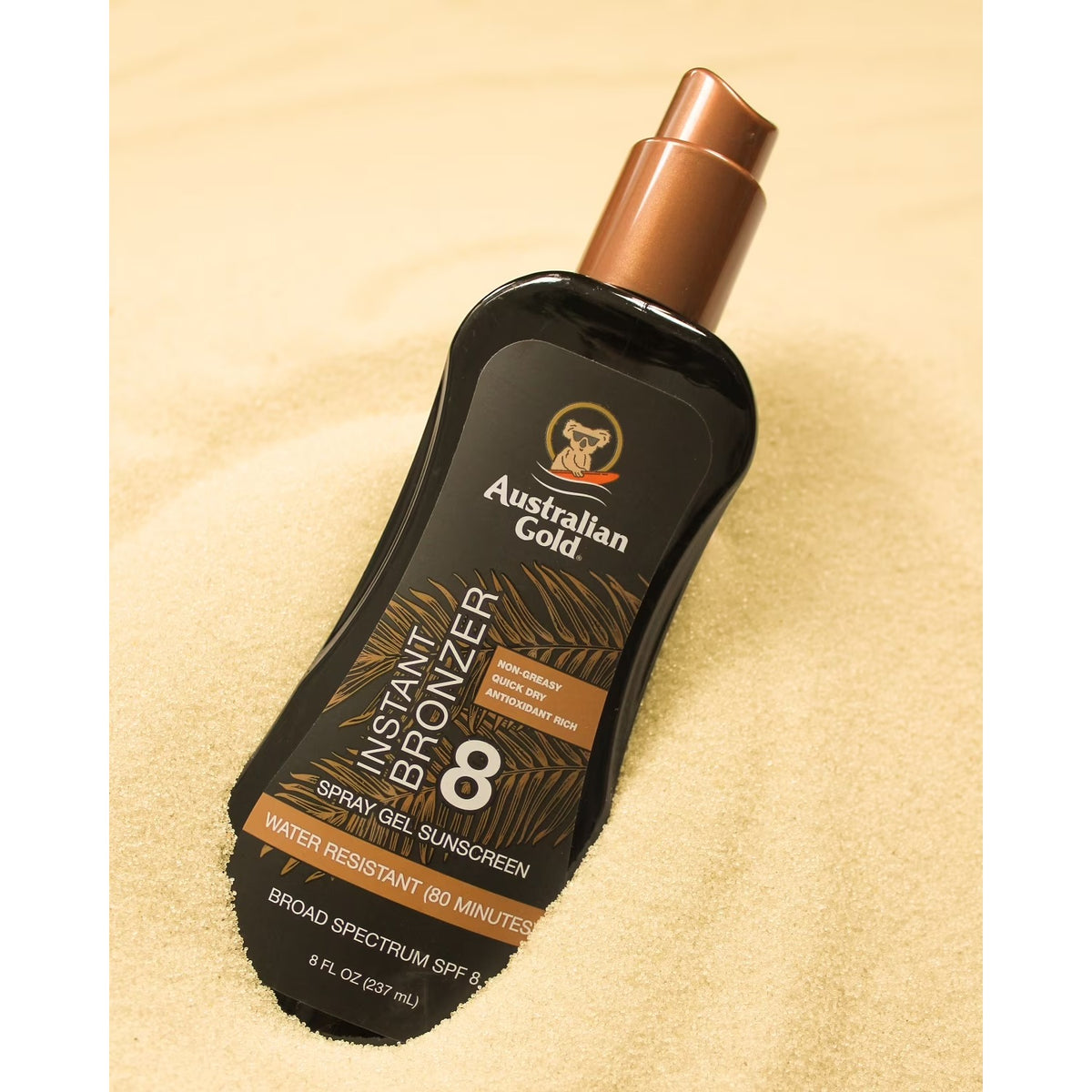 Australian Gold Spray Gel Sunscreen with Instant Bronzer, SPF 8