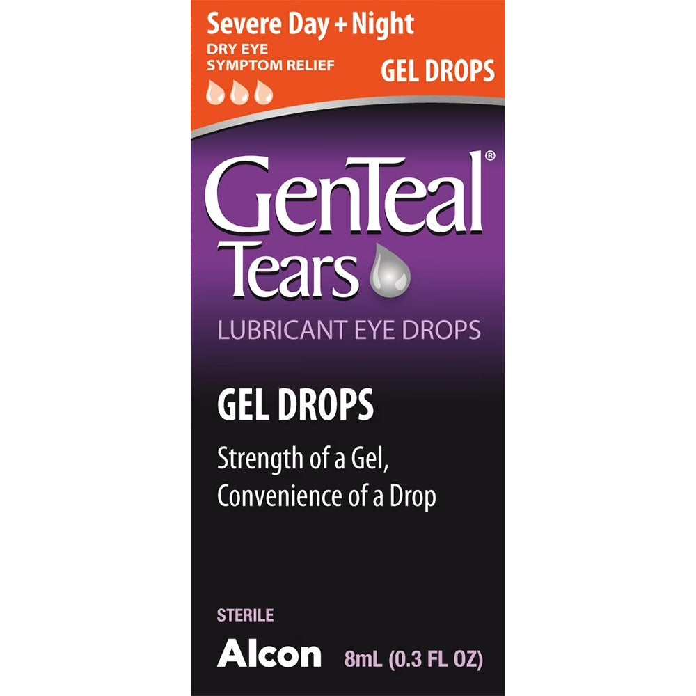 GenTeal Tears Gel Lubricating Eye Drops, Day + Night Severe Dry Eye Relief, 8 mL
