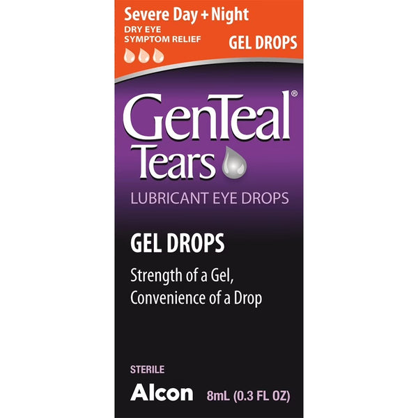 GenTeal Tears Gel Lubricating Eye Drops, Day + Night Severe Dry Eye Relief, 8 mL