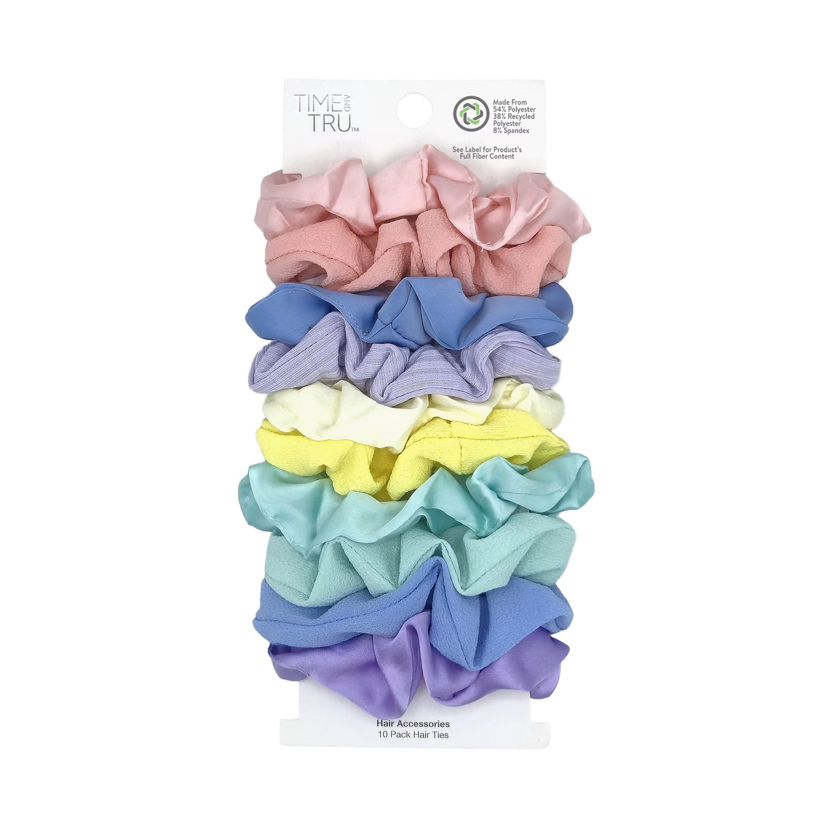 Time and Tru Women's Hair Ties, 10-Pack, Pastel