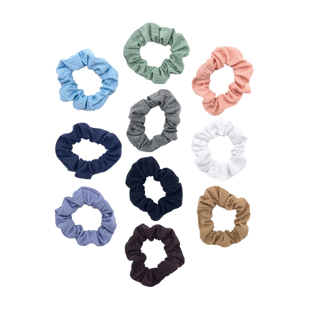 Time and Tru Women's Ribbed Hair Ties, 10-Pack, Multi-Color Ribbed
