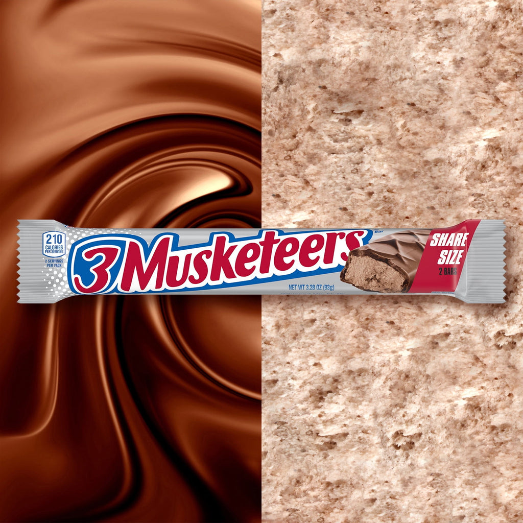 3 Musketeers Milk Chocolate Candy Bar, Sharing Size, 3.28 oz