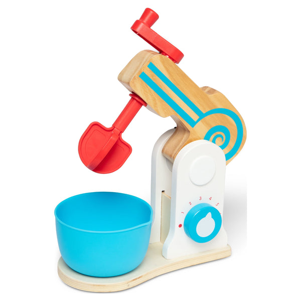 Melissa & Doug Wooden Make-a-Cake Mixer Set (11 pcs) - Play Food and Kitchen Accessories - FSC Certified