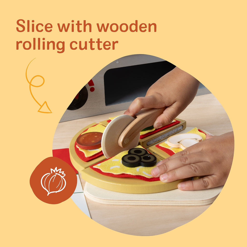 Melissa & Doug Top & Bake Wooden Pizza Counter Play Set (41 Pcs) - FSC Certified