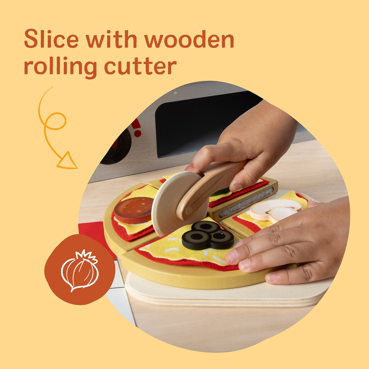 Melissa & Doug Top & Bake Wooden Pizza Counter Play Set (41 Pcs) - FSC Certified