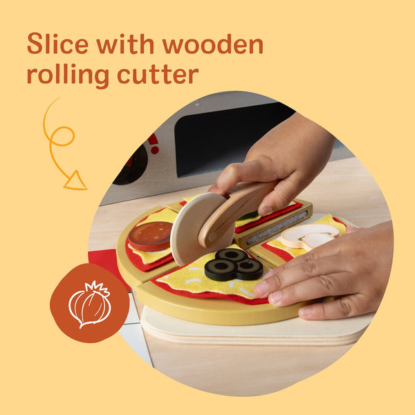 Melissa & Doug Top & Bake Wooden Pizza Counter Play Set (41 Pcs) - FSC Certified