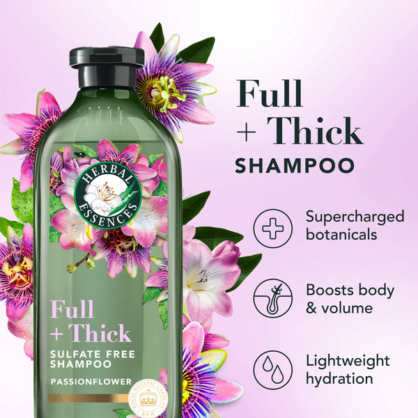Herbal Essences Full + Thick Passionflower Sulfate Free Shampoo, 13.5 fl oz