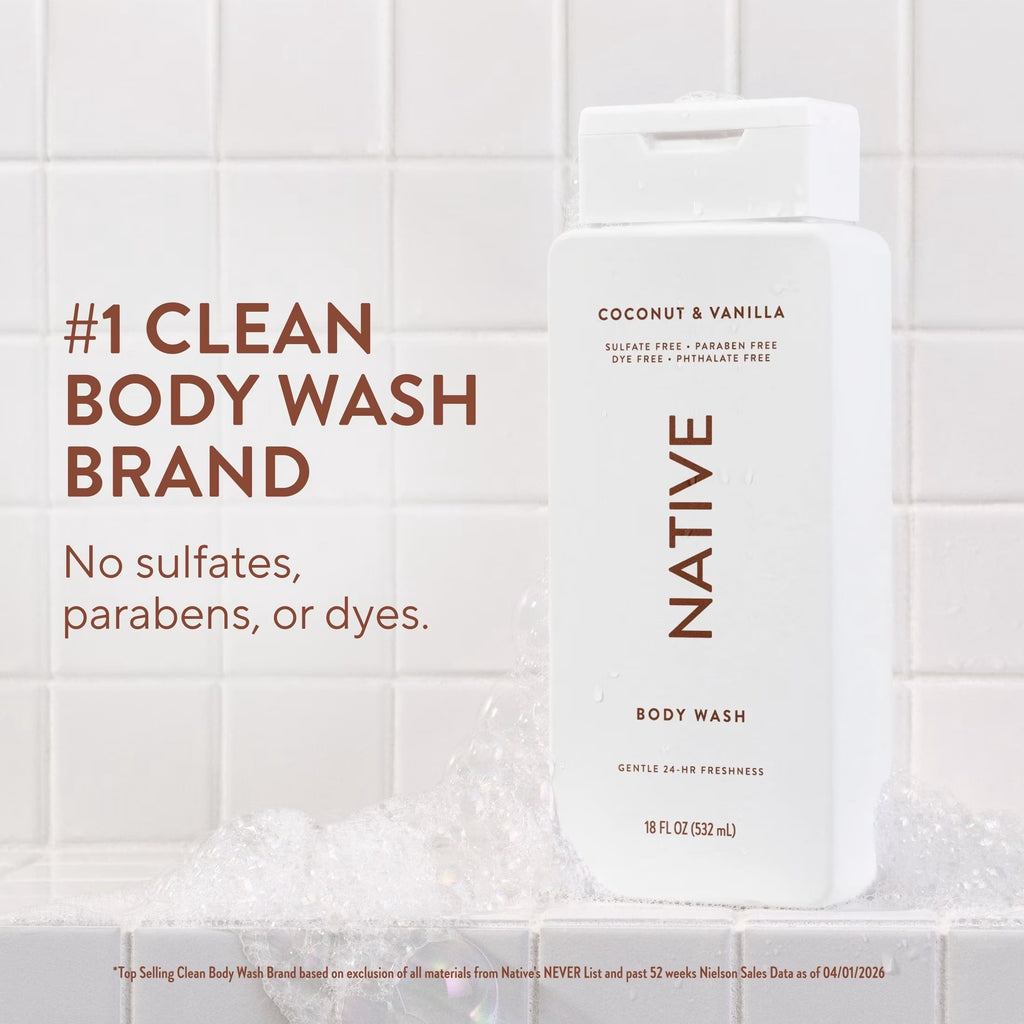 Native Coconut & Vanilla Body Wash 18 fl oz