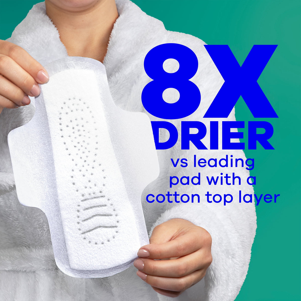Always Pure Cotton Pads with Organic Top Layer Size 5, Pad with WIngs, Extra Heavy Overnight, 18 Count