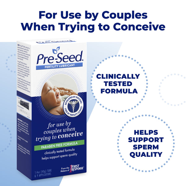 Pre-Seed Fertility Lubricant with 9 Applicators, 1.4 oz Tube for Couples Conceiving