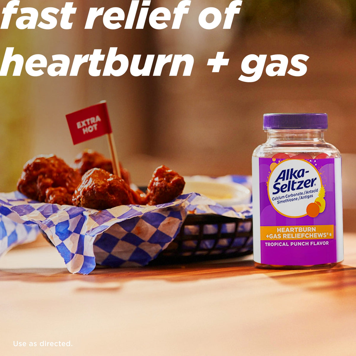 Alka-Seltzer Heartburn + Gas ReliefChews, Antacid Chews for Acid Indigestion Relief, 28 Ct