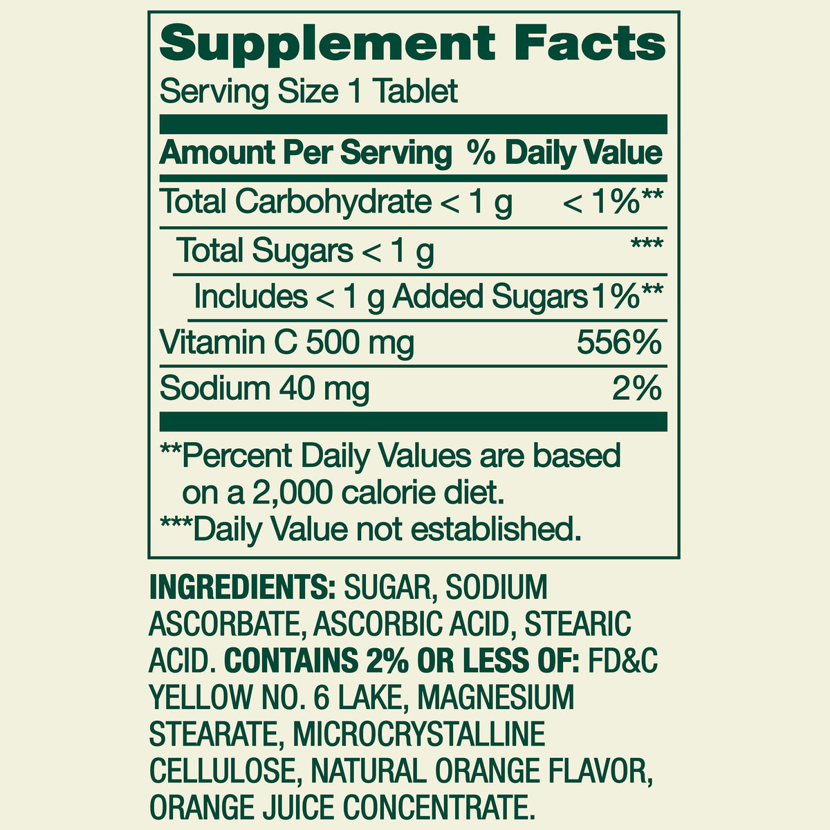 Spring Valley Vitamin C Dietary Supplement, Orange Flavor, 500 mg, 60 Count, Chewable Tablets