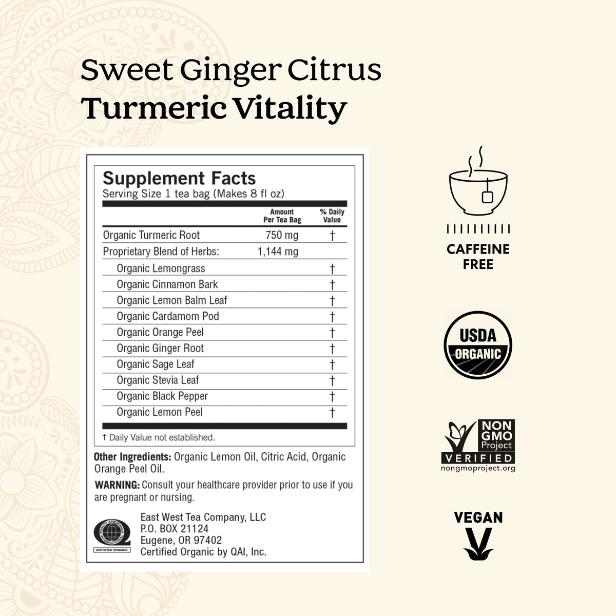 Yogi  Sweet Ginger Citrus Turmeric Vitality, Herbal Wellness Tea Bags, 16 Count