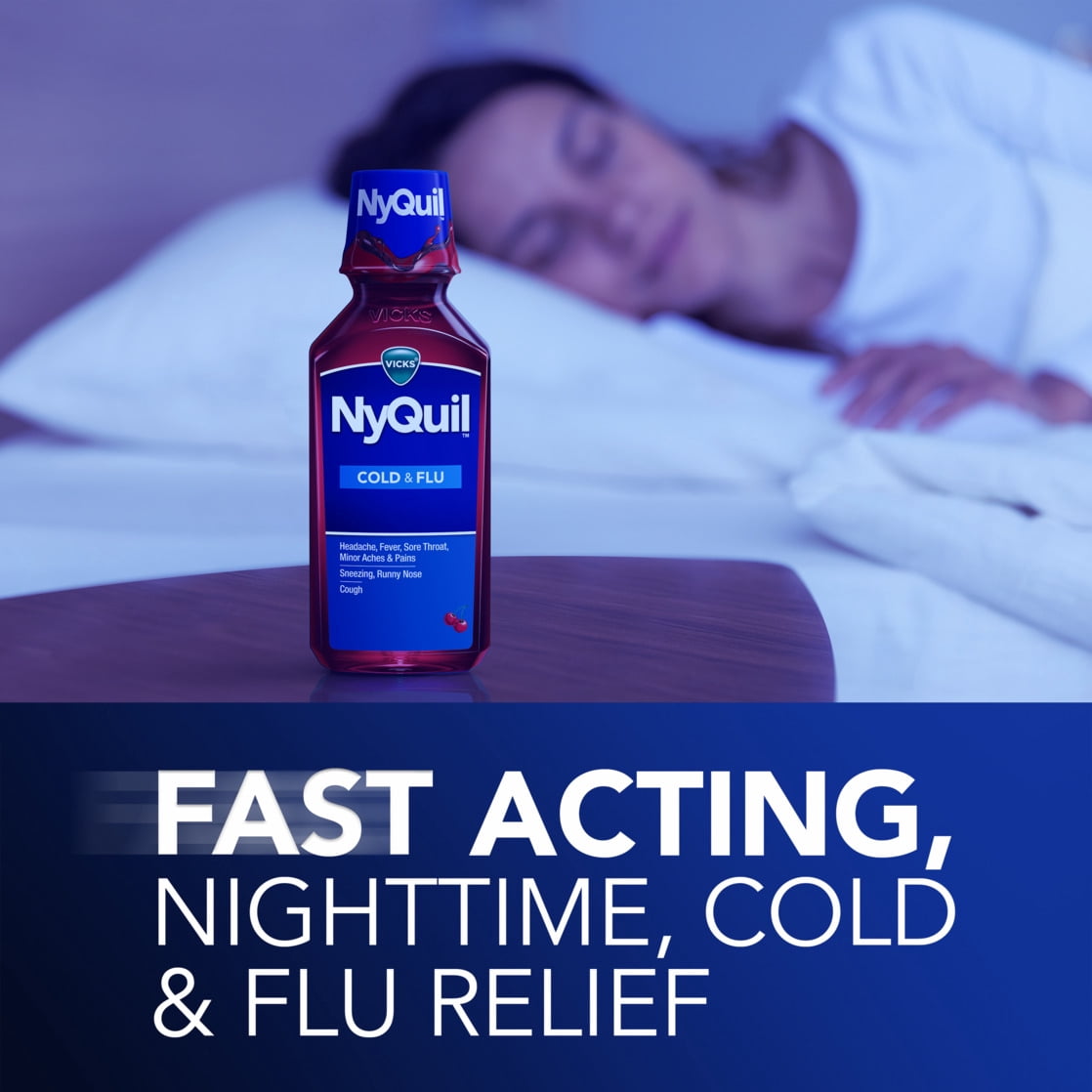 Vicks DayQuil and NyQuil Severe Cold and Flu Liquid, Cold and Flu Medicine for Adults, 2x12 Fl oz